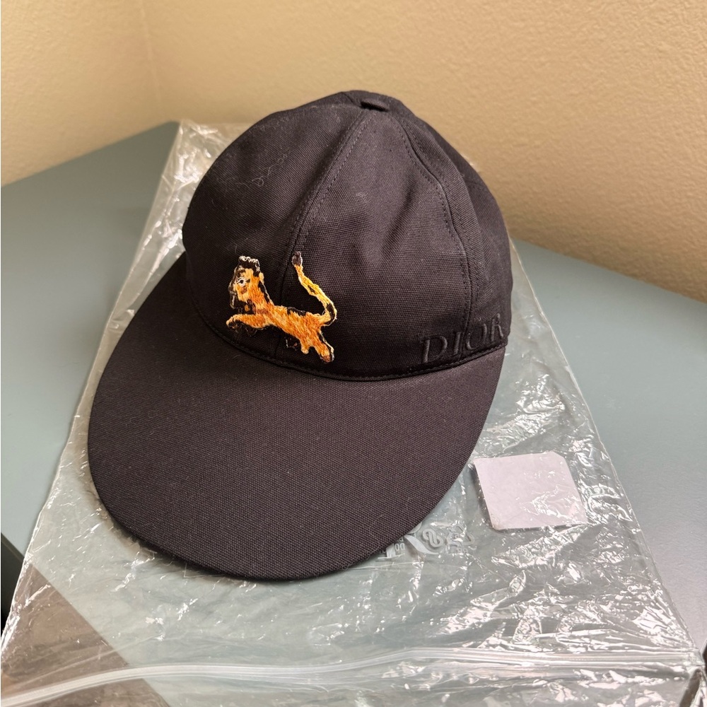 Dior Noir Cap with Lion Patch